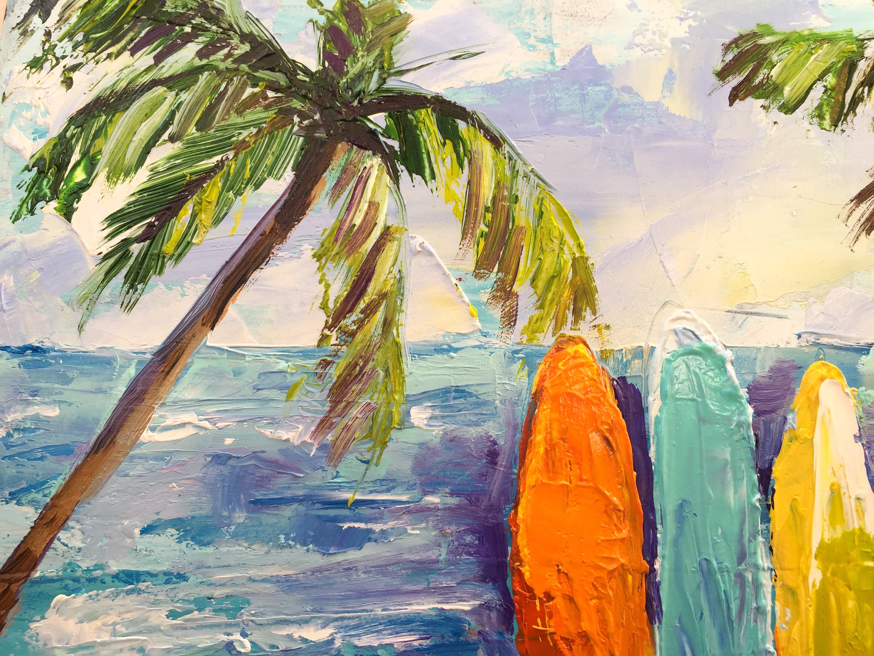 Surfboard Painting Surf Original Art Malibu Beach Art Seascape Etsy