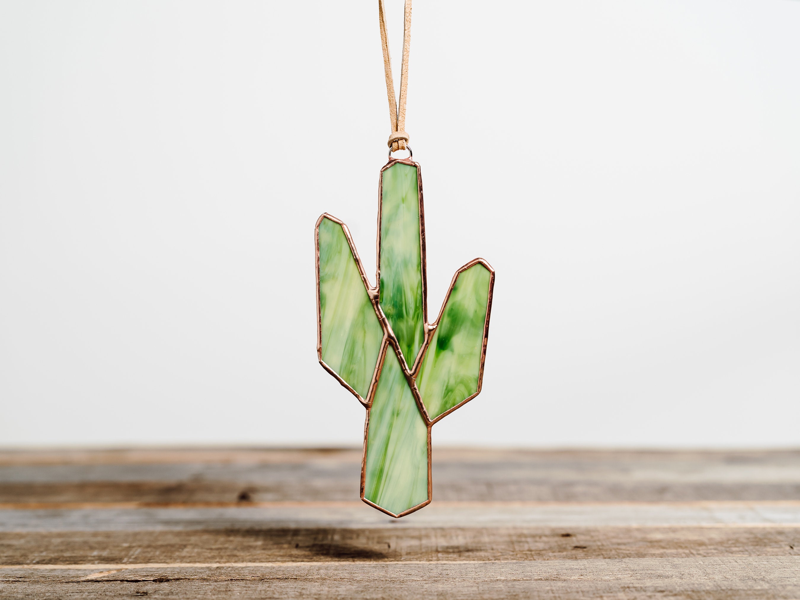 Vitrail Saguaro Cactus Ornament - Décor Sud-Ouest Boho Sun Catcher