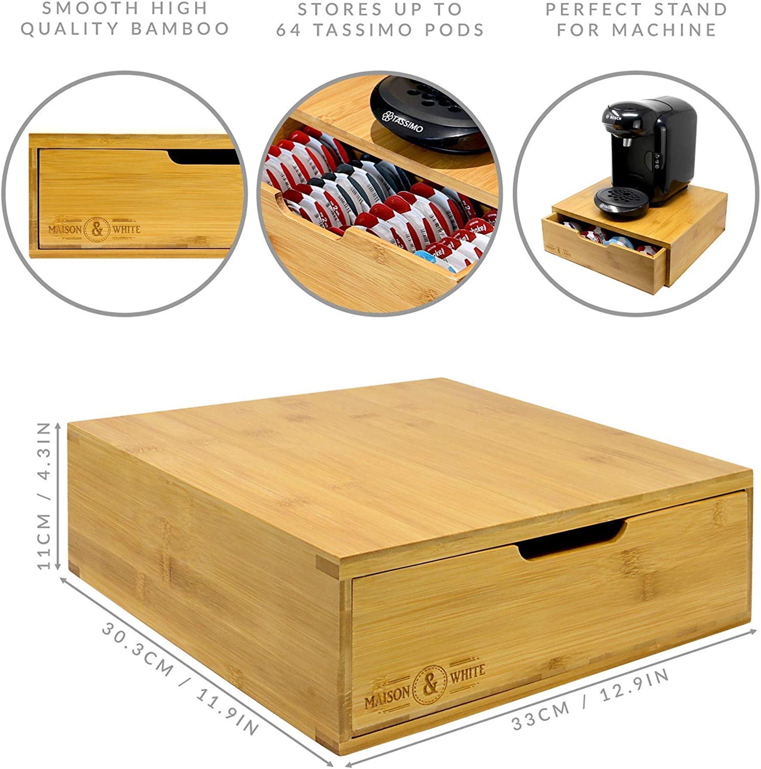 Bamboo 64 Coffee Pod Drawer Tassimo Pod Compatible Coffee Etsy