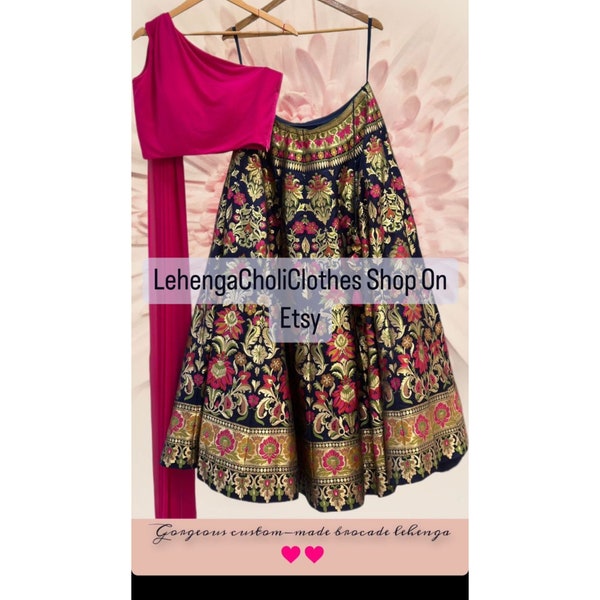 Pink One Shoulder Crop Top Ready Made Lehenga, Bridesmaids Cocktail Festival Skirt Top, Indian Wedding Lehenga Top, Stitched Ready To Wear