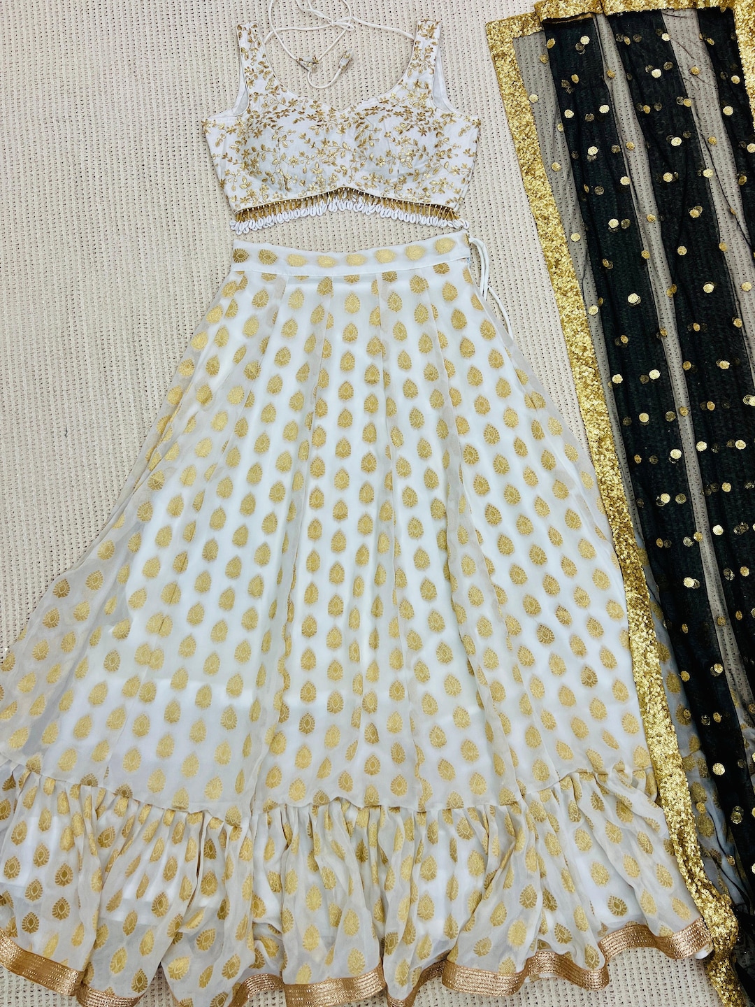 Ivory Multicolored Lehenga Choli Set
