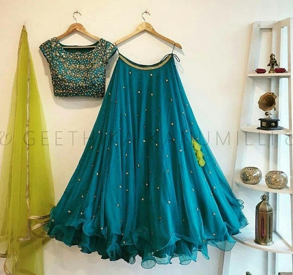 Three Color Available Bridesmaids Lehenga Peacock Blue Color - Etsy