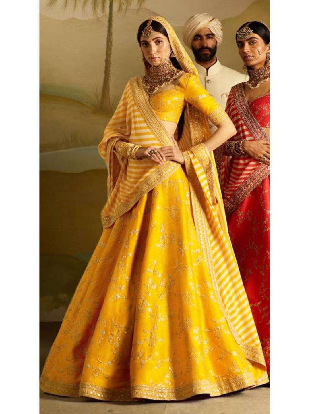 Sabyasachi Yellow Lehenga Choli for Women Ready to Wear Custom Size