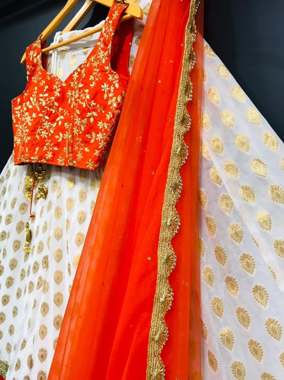 Orange colour lehenga choli deals
