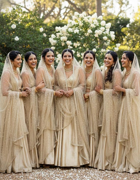 Sequin Bridesmaid Lehenga Set - Champagne Gold Indian Wedding Guest,  Bridesmaids Outfit - Etsy