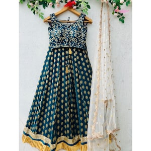 Teal Blue Lehenga Choli Set: Indian Wedding Dress, Net Dupatta