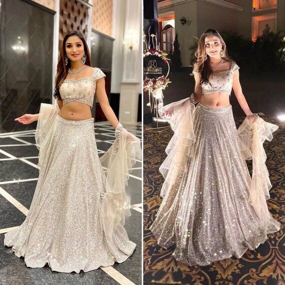 white off shoulder lehenga
