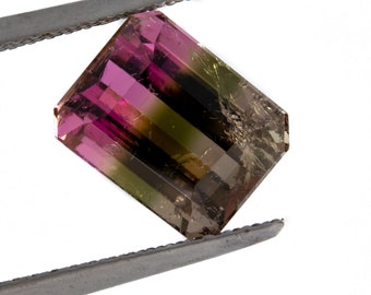 3.68 Rare Tricolor Pink, Green and Grey Tourmaline from Brazil