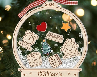 Baby&#39;s First Christmas Ornaments 2024, Personalized Baby 1st Christmas Ornament, Custom Baby Name, New Baby Gift, 4D Shake Babies Ornament