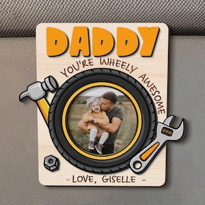 Dad Gifts Custom Photo Car Visor Clip, Fathers Day Gift, Personalized Dad Picture Frame, Gift for Dad from Daughter, Drive Safe Daddy Gift