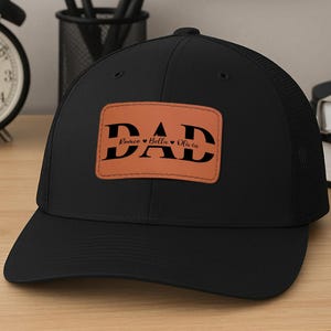 Personalized Dad Hat With Kids Name, Fathers Day Gifts, Dad Hat With Leather Patch,  Dad Baseball Hats, Custom Dad Caps, Dad Gift