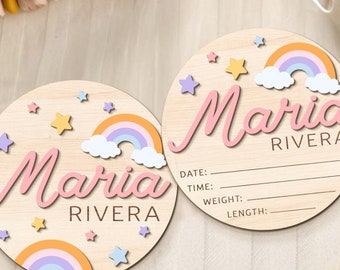 Birth Announcement Sign, Baby Announcement Sign, Rainbow Baby Name Sign, Baby Shower Gifts, New Baby Reveal Sign, Newborn Gifts, Baby Gifts