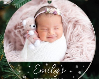 Baby's First Christmas Ornament 2024, Custom Baby Photo Ornament, Personalized Baby 1st Christmas Gifts, Baby Keepsake Christmas Gifts