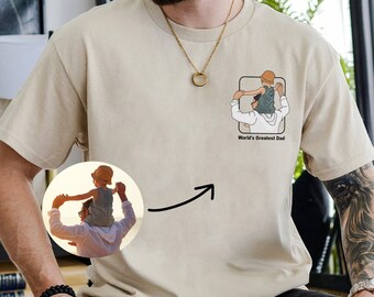 Custom Photo Shirt for Dad, Fathers Day Tshirt, Personalized Dad Portrait Shirt, Fathers Day Gifts, Dad Birthday Gifts, Gift for Dad