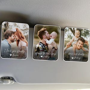 Custom Photo Car Visor Clip, Drive Safe Daddy Sun Visor Clip, Fathers Day Gift For Dad, Photo Frame Husband Gift, Grandpa Gift