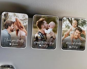 Custom Photo Car Visor Clip, Drive Safe Daddy Sun Visor Clip, Fathers Day Gift For Dad, Photo Frame Husband Gift, Grandpa Gift