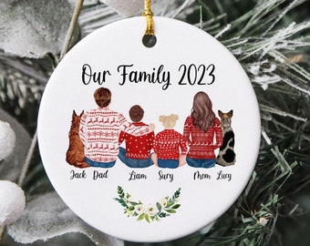 Personalized Family Ornament, Custom Christmas Ornament, Family With Kids Ornament, Family Christmas With Pets Ornament, Christmas Keepsake