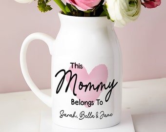 Custom Mom Flower Vase, Personalized Gifts For Mom, Mothers Day Gifts From Daughter, Mom Birthday Gift, Flowers Vase Gifts For Grandma