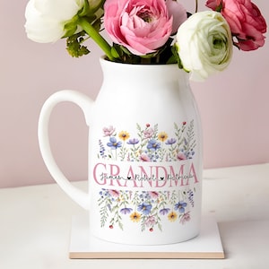Grandma Flowers Vase, Custom Grandmas Garden Vase with Kids Names, Mothers Day Gifts, Grandma Birthday Gift, Gifts For Mom, Wildflower Gifts