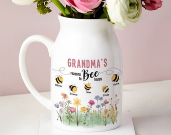 Custom Grandma Flower Vase With Kids Names, Mothers Day Gifts, Gifts For Grandma, Personalized Grandmas Garden Vase, Grandma Vase, Mom Gifts