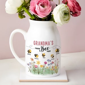 Custom Grandma Flower Vase With Kids Names, Mothers Day Gifts, Gifts For Grandma, Personalized Grandmas Garden Vase, Grandma Vase, Mom Gifts image 1