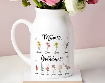 Mothers Day Gifts, Personalized Grandmas Garden Vase, Custom Birth Flower Vase, Birth Month Flower Vase, Grandma Gift, Gifts For Mom