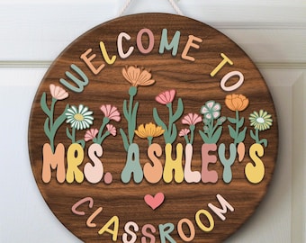 Custom Teacher Door Sign, Classroom Decor, Back To School Gift, Custom Teacher Name Sign, Teacher Appreciation Gifts, Teacher Door Hanger