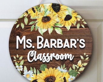 Teacher Door Hanger, Classroom Door Sign, Classroom Decor, Teacher Door Sign, Back To School Gift, Sunflower Door Sign, Teacher Welcome Sign