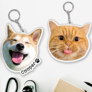 Custom Photo Keychain, Pet Photo Keychain, Dog Keychain, Custom Acrylic Charm, Logo Printing Keychain, Family Photo Keychain, Family Gift