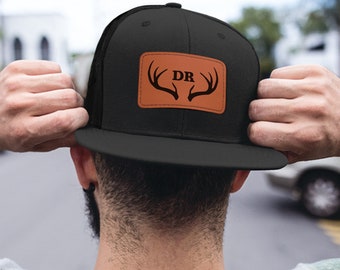 Deer Hunting Hat, Personalized Fathers Day Gift, Gift For Deer Hunters, Hunting Gift For Dad, Dad Leather Patch Hat, Birthday Gift For Dad