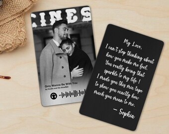 Personalized Metal Photo Card, Custom Song Wallet Card, Engraved Wallet Card For Him, Photo Insert Card, Valentines Day Gifts For Boyfriends