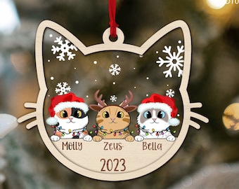 Custom Cat Christmas Ornament, Cat First Christmas Ornament, Personalized Cat Ornament, Cat Lover Gifts, Pet Christmas 2023 Ornaments