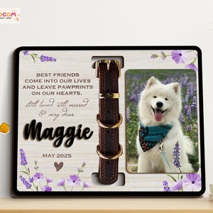 Memorial Pet Collar Sign, Dog Memorial Wood Frame With Collar Holder, Dog Memorial Gifts, Pet Loss Gifts,Pet Sympathy Gift, Dog Photo Gifts