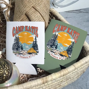 Camping Bachelorette Party Can Coolers, Camp Bachelorette Can Coolers, Custom Camp Bachelorette Can Cooler, Retro Camp Bach Theme Decoration