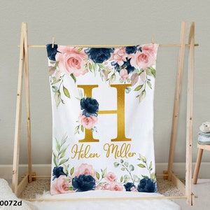 Personalized Baby Name Blanket, Watercolor Floral Baby Blanket, Name Milestone Blanket, Personalized Baby Blanket, Newborn Baby Girl Gifts