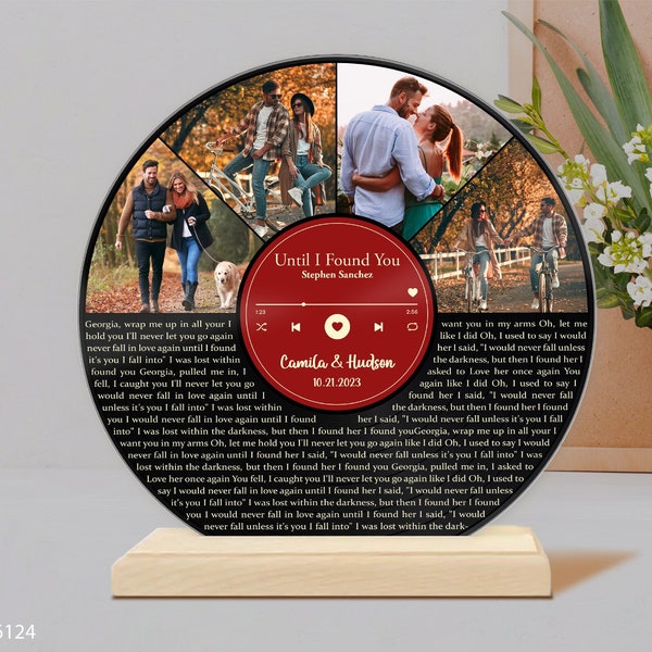 Personalized Song Acrylic Record, Custom Couple Photos Vinyl Record With Song Lyrics, Custom Song Photos Gifts, Valentines Gift For Him