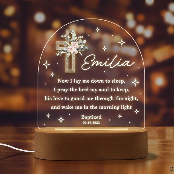 Baptism Night Light, Custom Night Light, God Night Light, Personalized Night Light With Name, Baptism Gift For Baby, Kids Bedroom Decor