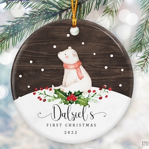 Baby&#39;s First Christmas Ornament, Polar Bear Baby Ornament, Personalized Baby Shower Ornament, Baby Christmas Ornament, New Baby Gift