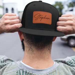 Personalized Fathers Day Gift, Gift For Daddy, Custom Hat For Daddy With Name, Papa Leather Hat, Gift Ideas For Men, Leather Patch Hat