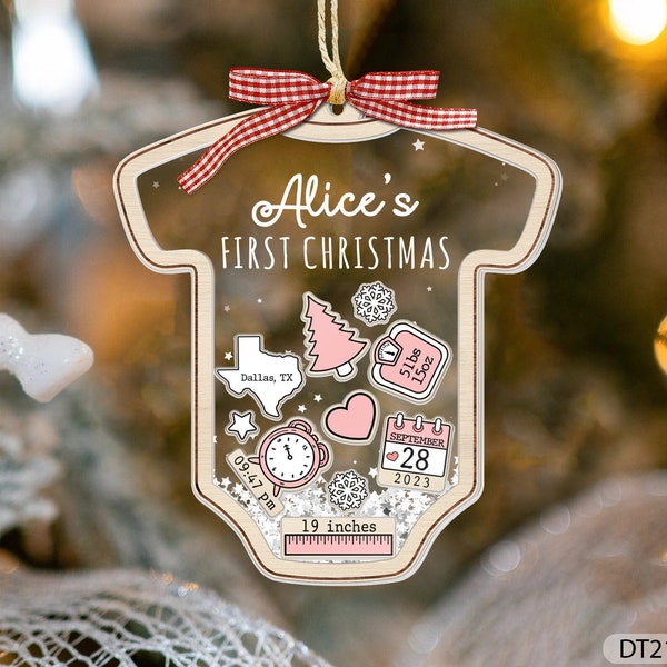 Babys First Christmas Ornament 2023, Baby Shower Gift, Baby 1st Christmas Ornament, Christmas New Baby Keepsake, 4D Shake Babies Ornament