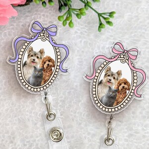 Custom Photo Pet Badge Reel, Personalized Dog & Cat Badge Reel, Nurse Badge Reel, Custom Dog Face, Retractable Badge Holder, Nurse ID Badge