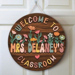Teacher Door Sign, Classroom Decor, Teacher Appreciation Gifts, Custom Teacher Name Sign, Teacher Door Hanger, Back To School Gift