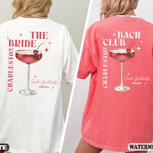 Charleston Bachelorette Party Shirts, Custom Location Bachelorette Shirts, Cocktail Social Bach Club, Bridal Party Gift, Luxury Bachelorette