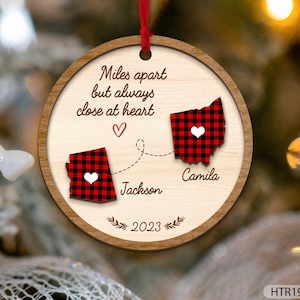 Long Distance Relationship Ornament, Couples Christmas Ornament, Couple Ornament, Friend Ornament, Miles Apart Ornament, Christmas Gifts