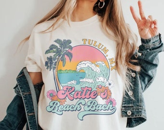 Retro Beach Bachelorette Shirt, Bachelorette Party Shirts, Custom Location Bachelorette Shirt, Bridal Party Gifts, Bridesmaid Weekend Trip