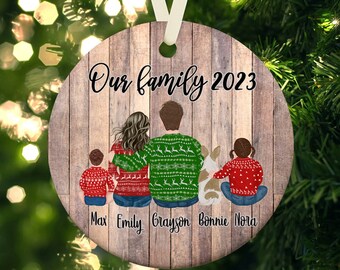 Personalized Couple And Dogs Ornaments, Family And Pet Ornament, Custom Dog Ornament, Couple Christmas Ornaments, Pet Christmas Ornament