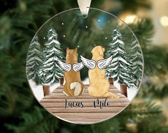 Personalized Dog Memorial Ornament, Custom Pet Loss Keepsake, Pet Sympathy Gift, Dog Angels Christmas Ornament, Memorial Christmas Ornaments