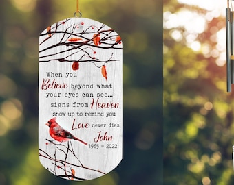 Memorial Wind Chimes, Cardinal Wind Chime, Cardinal Memorial Gift, In Memory Of Mom Dad, Sympathy Gift, Custom Wind Chime, Loss of Loved One