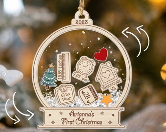 Primi ornamenti di Natale del bambino 2023, ornamento di Natale personalizzato per il primo bambino, nome personalizzato del bambino, regalo per il nuovo bambino, ornamento 4D Shake Babies