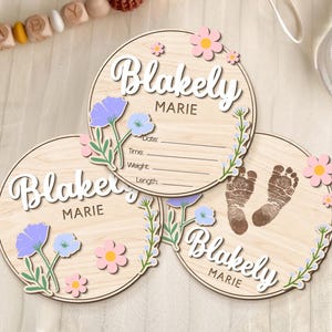 Birth Announcement Sign, Baby Announcement Sign, Wildflower Baby Name Sign, Baby Arrival Sign, Newborn Name Sign, Baby Shower Gifts